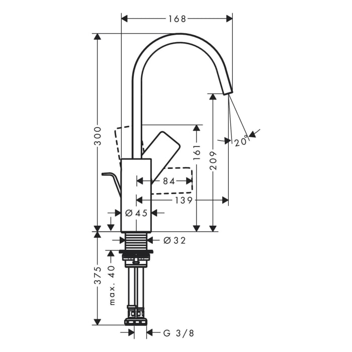 hansgrohe Vivenis Einhebel-Waschtischarmatur 210 mit Zugstangen-Ablaufgarnitur, mit Schwenkauslauf