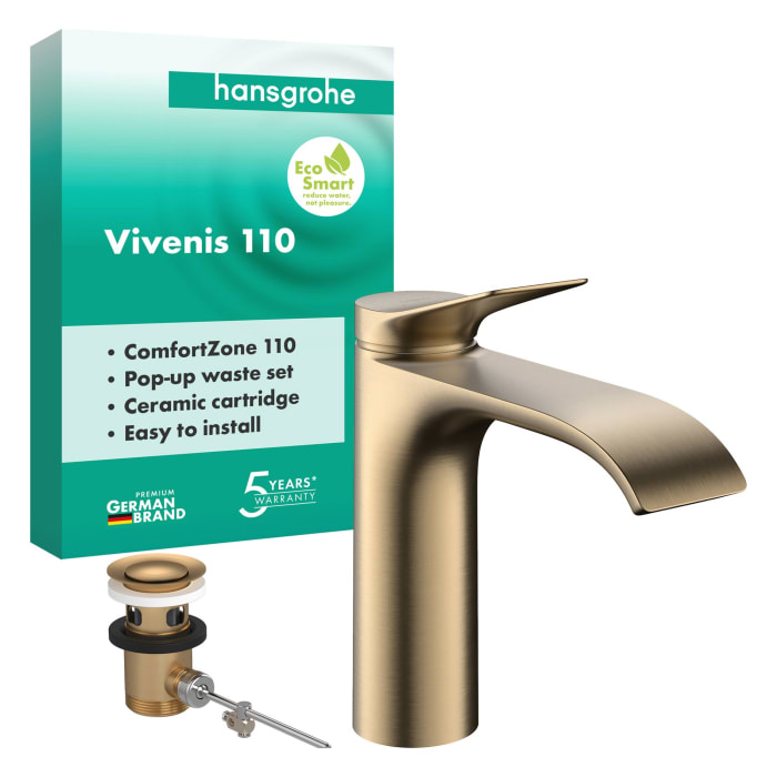 hansgrohe Vivenis Einhebel-Waschtischarmatur 110 mit Zugstangen-Ablaufgarnitur