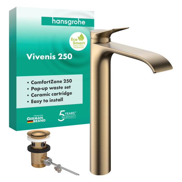hansgrohe Vivenis Einhebel-Waschtischarmatur 250 mit Zugstangen-Ablaufgarnitur