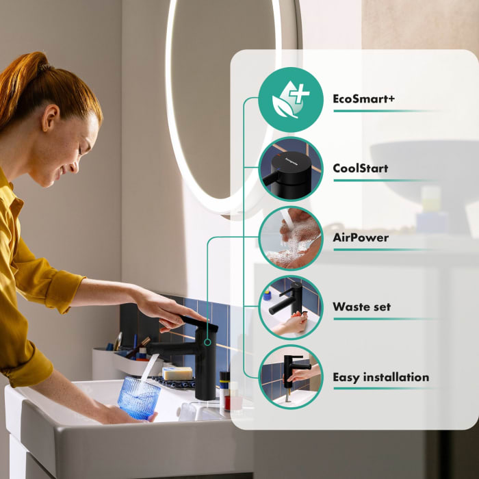 hansgrohe Zesis S Einhebel-Waschtischarmatur 100 CoolStart mit Zugstangen-Ablaufgarnitur