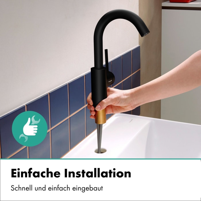 hansgrohe Zesis S Einhebel-Waschtischarmatur 210 CoolStart mit Schwenkauslauf und Push-Open Ablaufgarnitur