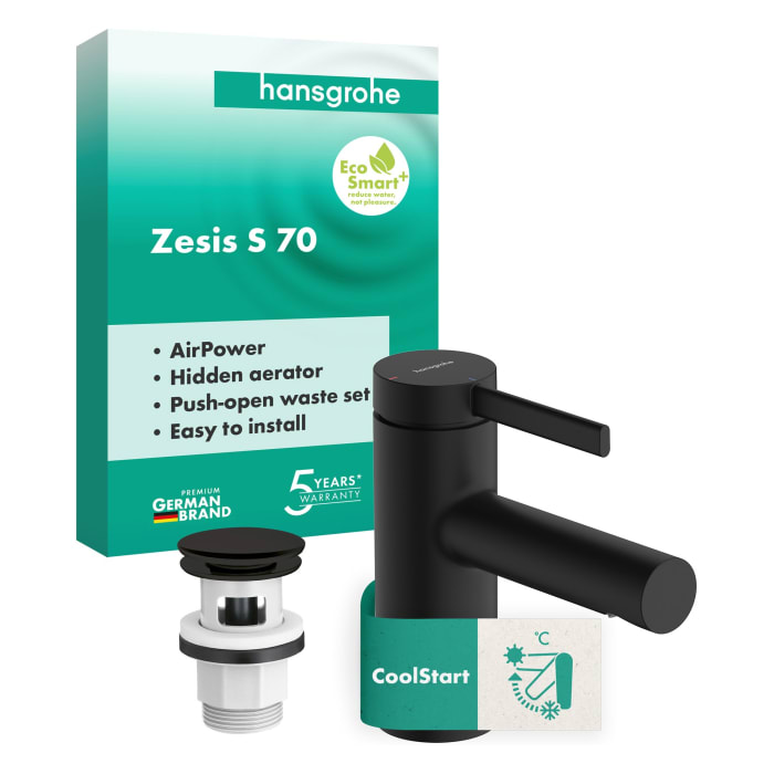 hansgrohe Zesis S Einhebel-Waschtischarmatur 70 CoolStart mit Push-Open Ablaufgarnitur