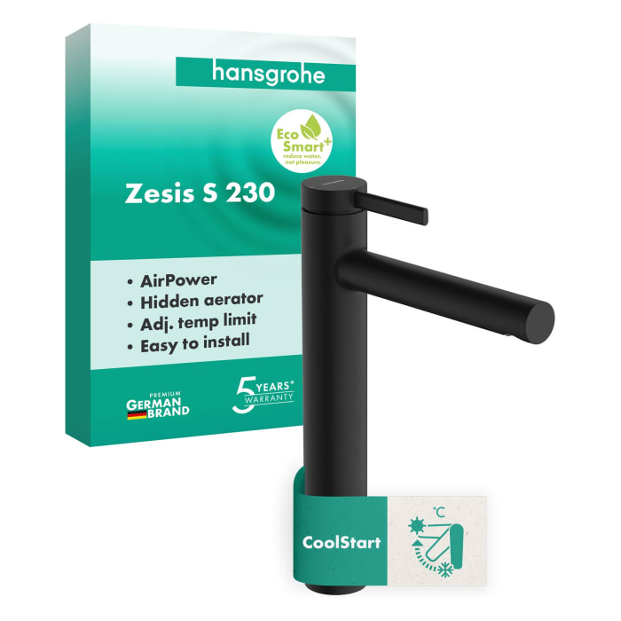 hansgrohe Zesis S Einhebel-Waschtischarmatur 230 CoolStart für Aufsatzwaschtische mit Push-Open Ablaufgarnitur