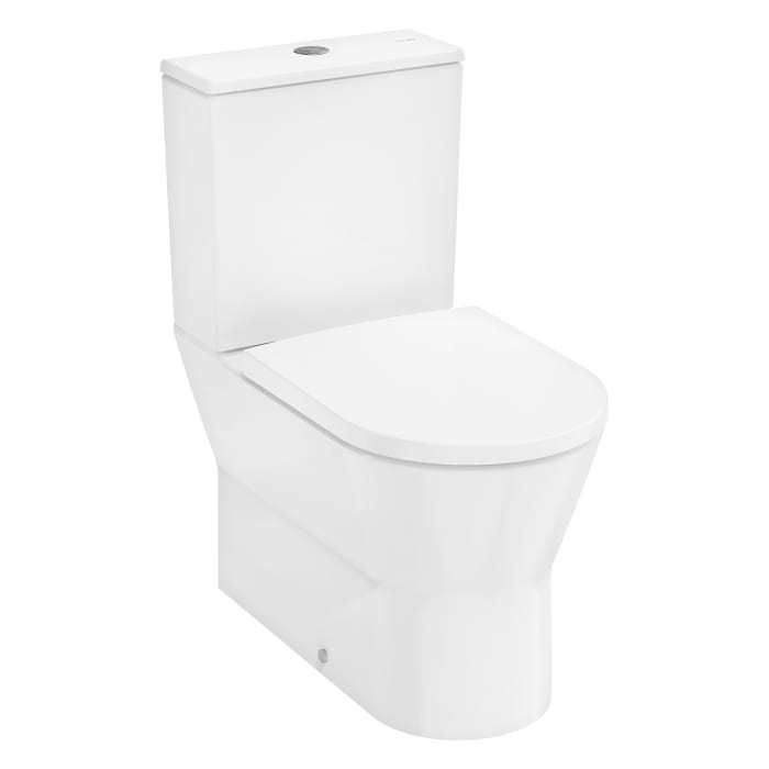hansgrohe EluPura Original S Stand-WC Set mit horizontalem/vertikalem Ablauf AquaChannel Flush mit Spülkasten und WC Sitz mit SoftClose und QuickRelease