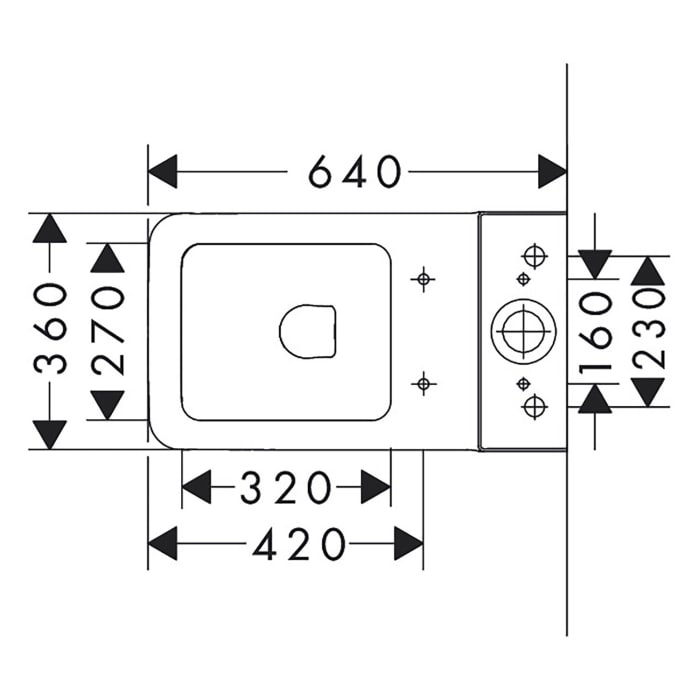 hansgrohe EluPura Original Q Stand-WC für aufgesetzten Spülkasten 640 wandbündig mit horizontalem/vertikalem Abgang AquaChannel Flush, SmartClean