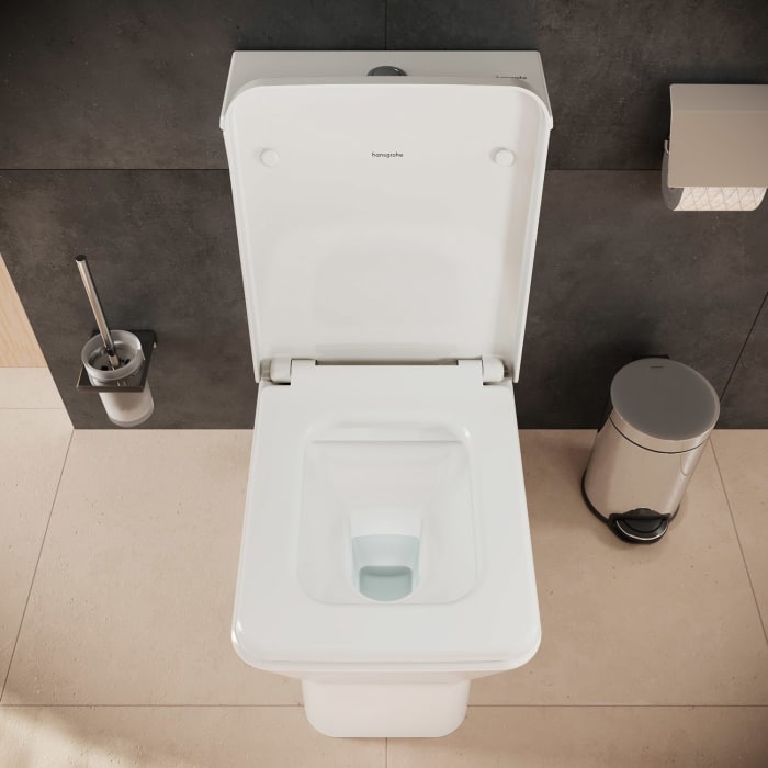 hansgrohe EluPura Original Q Stand WC für aufgesetzten Spülkasten 640 wandbündig mit horizontalem/vertikalem Abgang AquaChannel Flush, HygieneEffect
