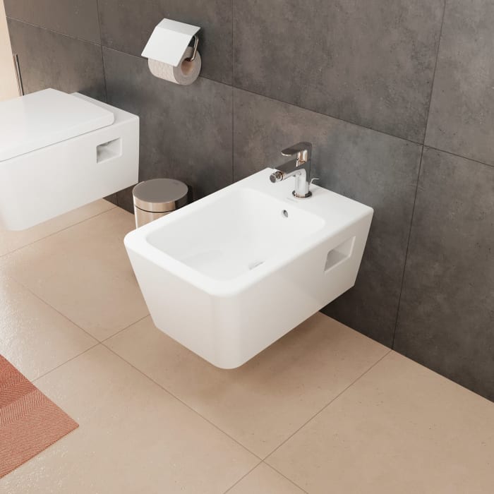 hansgrohe EluPura Original Q Wand Bidet 540 mit Hahnloch und Überlauf, HygieneEffect