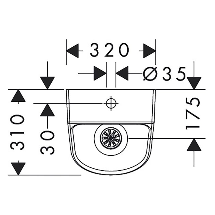 hansgrohe EluPura Original S Urinal mit Zulauf von oben und Ablauf nach unten/hinten spülrandlos