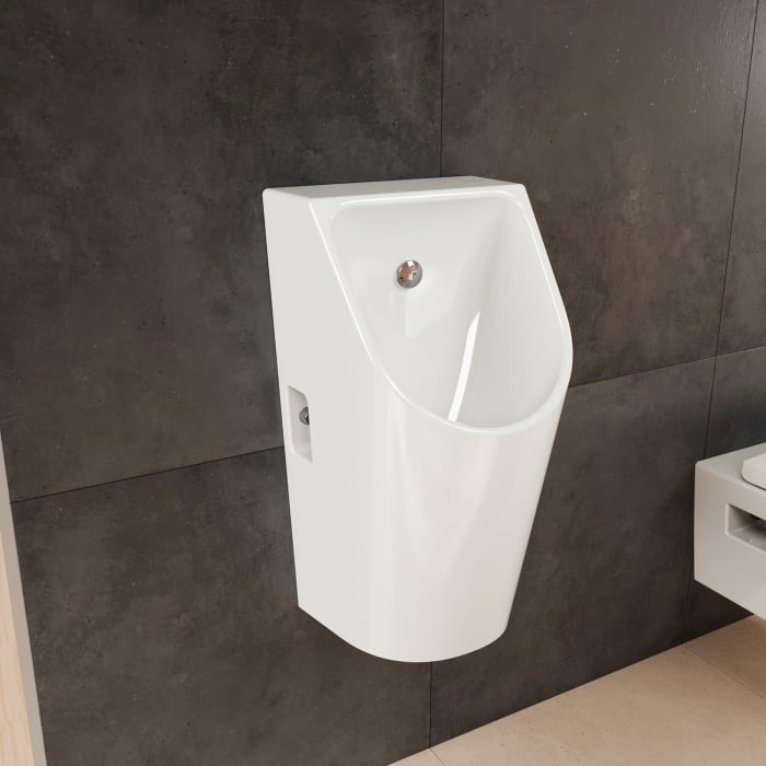 hansgrohe EluPura Original S Urinal mit Zulauf von hinten und Ablauf nach unten/hinten spülrandlos, SmartClean