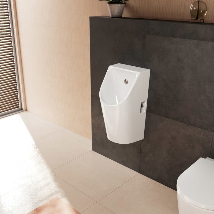 hansgrohe EluPura Original S Urinal mit Zulauf von hinten und Ablauf nach unten/hinten spülrandlos, SmartClean