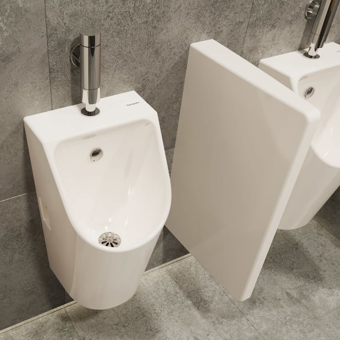 hansgrohe EluPura Original S Urinal mit Zulauf von oben und Ablauf nach unten/hinten spülrandlos, HygieneEffect