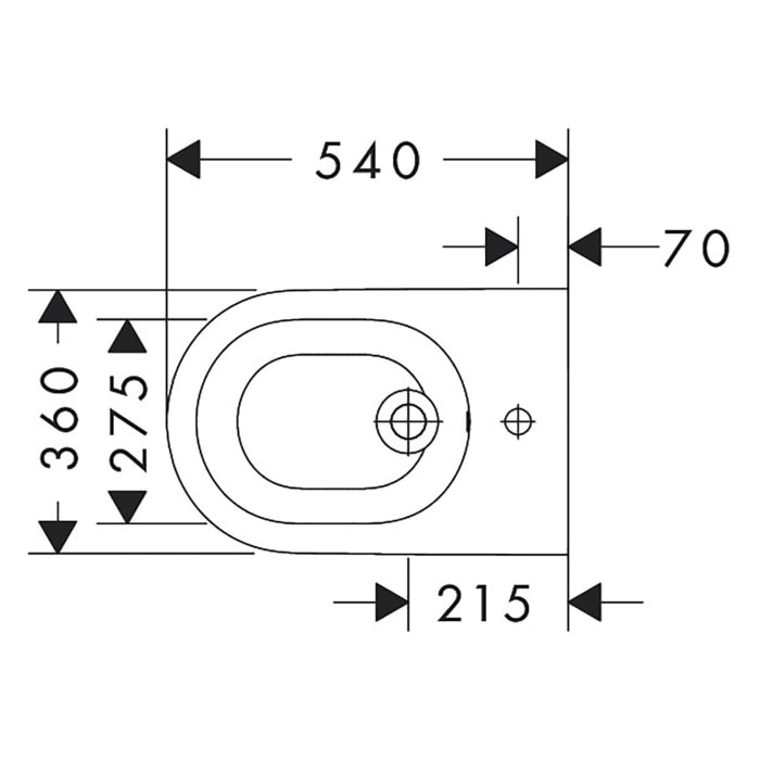 hansgrohe EluPura Original S Wand Bidet 540 mit Hahnloch und Überlauf, SmartClean
