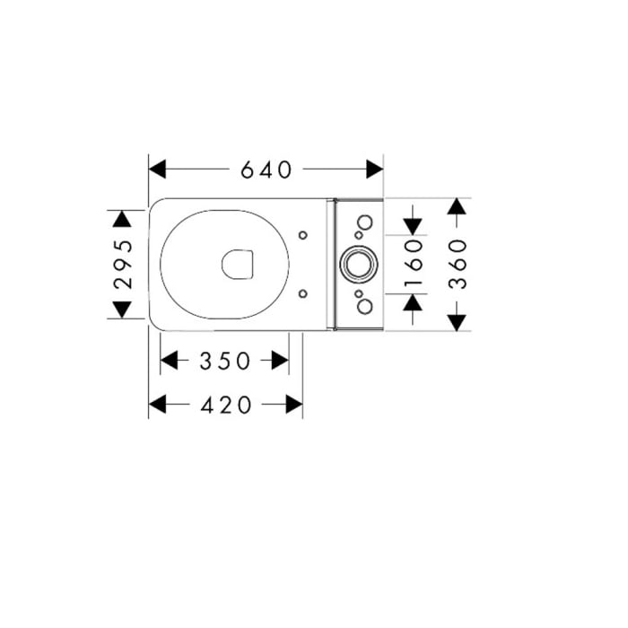 hansgrohe EluPura Q Stand-WC für aufgesetzten Spülkasten 640 wandbündig mit horizontalem/vertikalem Abgang , AquaFall Flush, SmartClean