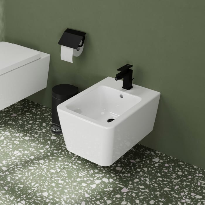 hansgrohe EluPura Q Wand Bidet 540 mit Hahnloch und Überlauf, SmartClean