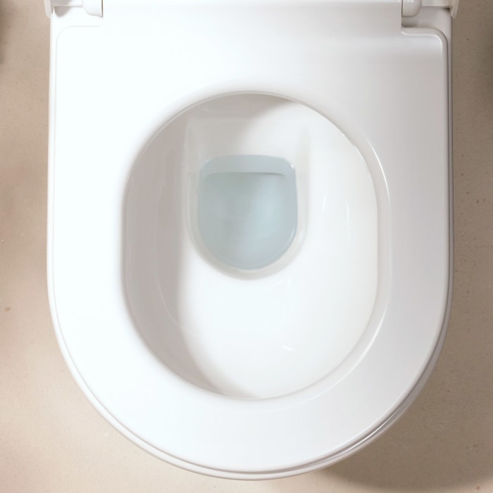 hansgrohe EluPura S Stand-WC für aufgesetzten Spülkasten 640 wandbündig mit horizontalem/vertikalem Abgang, AquaFall Flush, SmartClean