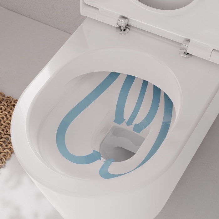 hansgrohe EluPura S Stand-WC für aufgesetzten Spülkasten 640 wandbündig mit horizontalem/vertikalem Abgang, AquaFall Flush, SmartClean