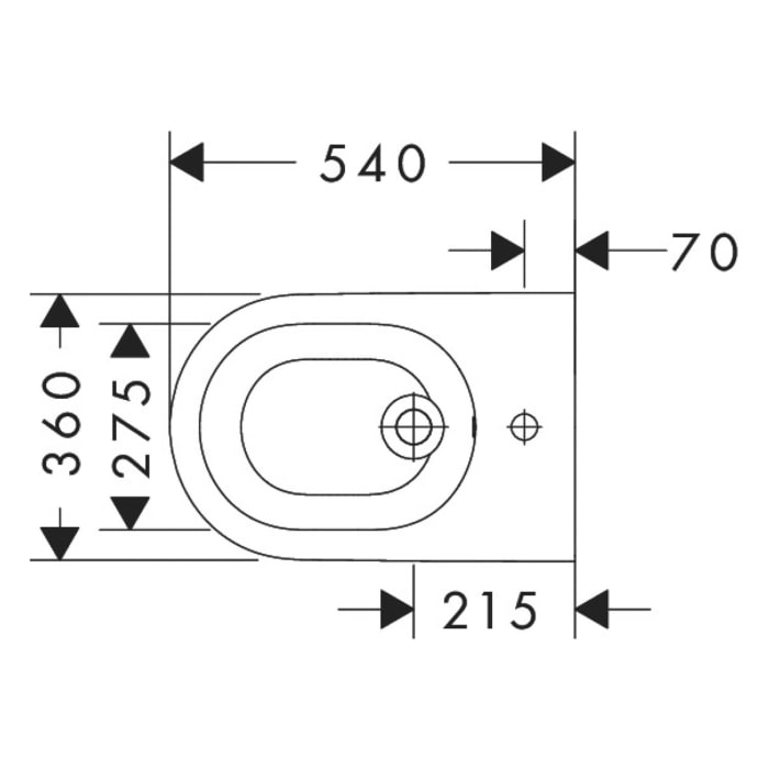 hansgrohe EluPura S Wand Bidet 540 mit Hahnloch und Überlauf, SmartClean