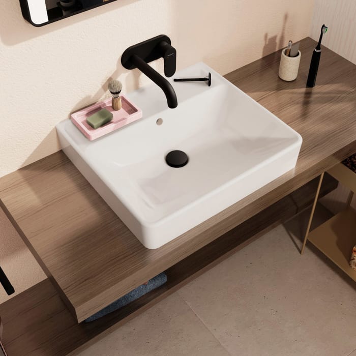 hansgrohe Xanuia Q Aufsatzwaschtisch geschliffen 550/480 ohne Hahnloch mit Überlauf