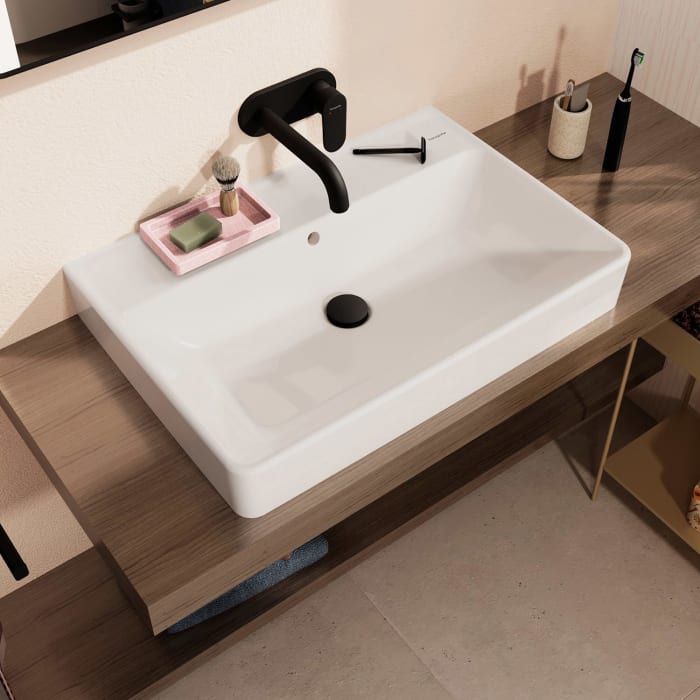 hansgrohe Xanuia Q Aufsatzwaschtisch geschliffen 700/480 ohne Hahnloch mit Überlauf