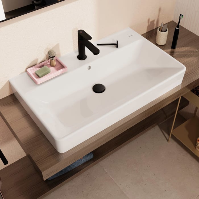 hansgrohe Xanuia Q Aufsatzwaschtisch geschliffen 800/480 mit Hahnloch und Überlauf