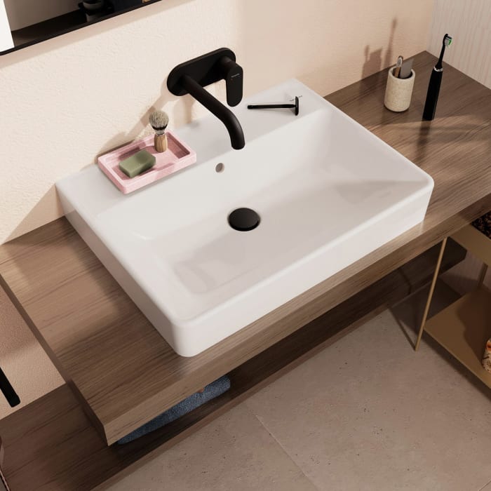 hansgrohe Xanuia Q Aufsatzwaschtisch geschliffen 650/480 ohne Hahnloch mit Überlauf