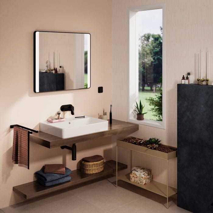 hansgrohe Xanuia Q Aufsatzwaschtisch geschliffen 650/480 ohne Hahnloch mit Überlauf