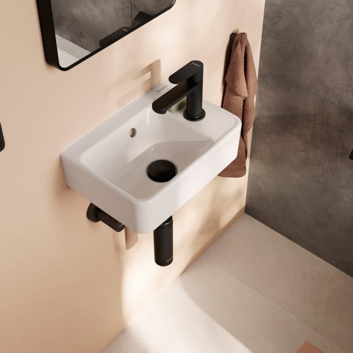 hansgrohe Xanuia Q Handwaschbecken 360/250 mit Hahnloch und Überlauf, SmartClean