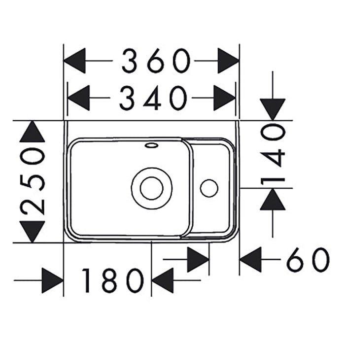 hansgrohe Xanuia Q Handwaschbecken 360/250 mit Hahnloch und Überlauf