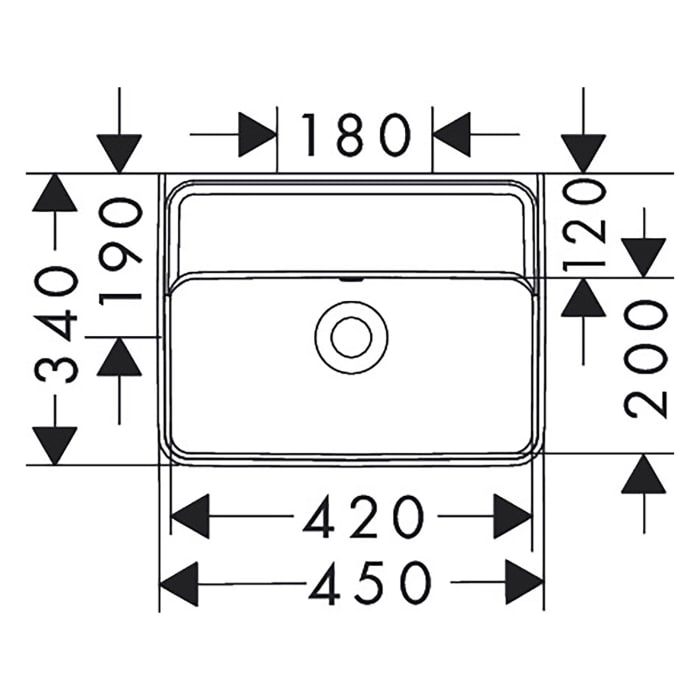 hansgrohe Xanuia Q Handwaschbecken 450/340 ohne Hahnloch mit Überlauf, SmartClean