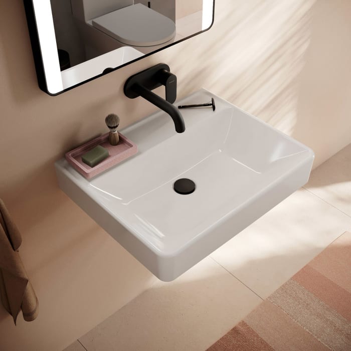 hansgrohe Xanuia Q Waschtisch 600/480 ohne Hahnloch und Überlauf, SmartClean