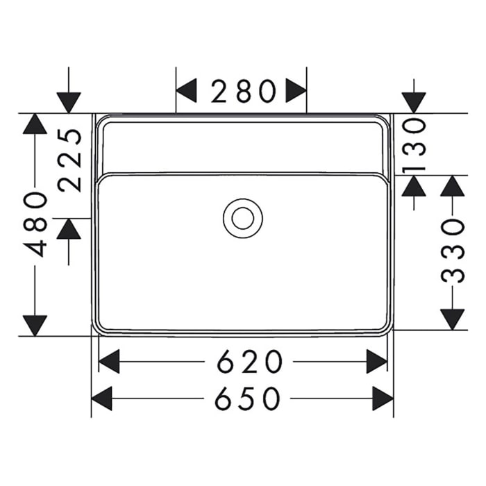 hansgrohe Xanuia Q Waschtisch 650/480 ohne Hahnloch und Überlauf, SmartClean