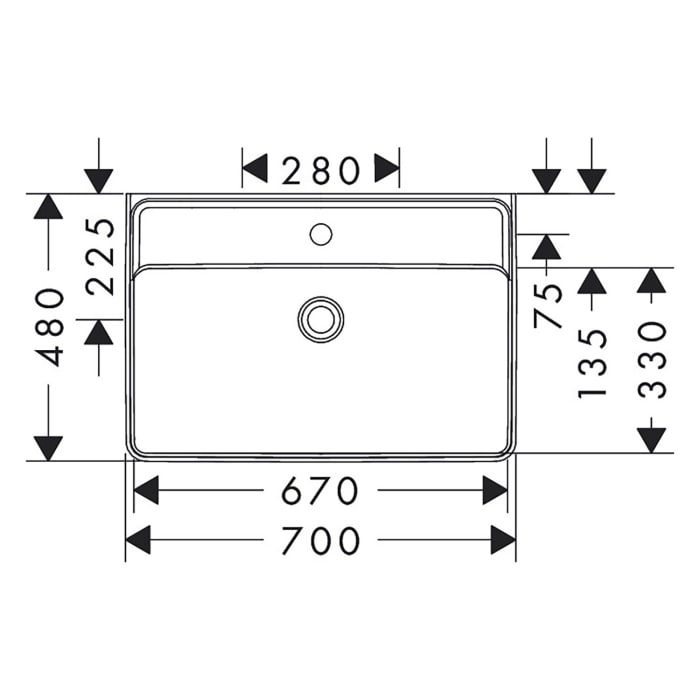 hansgrohe Xanuia Q Waschtisch 700/480 mit Hahnloch ohne Überlauf, SmartClean