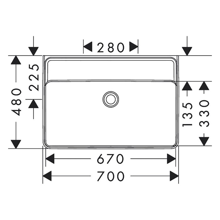 hansgrohe Xanuia Q Waschtisch 700/480 ohne Hahnloch und Überlauf, SmartClean