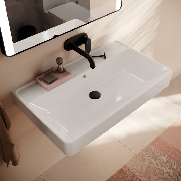 hansgrohe Xanuia Q Waschtisch 800/480 ohne Hahnloch mit Überlauf