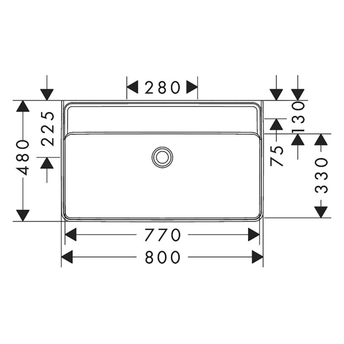 hansgrohe Xanuia Q Waschtisch 800/480 ohne Hahnloch und Überlauf, SmartClean
