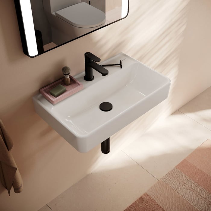 hansgrohe Xanuia Q Waschtisch Compact 600/370 mit Hahnloch ohne Überlauf, SmartClean