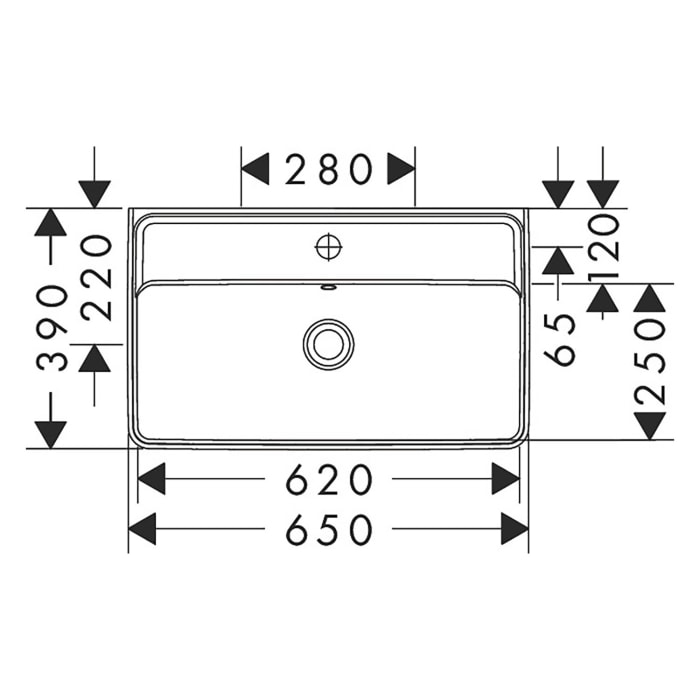 hansgrohe Xanuia Q Waschtisch Compact 650/390 mit Hahnloch und Überlauf