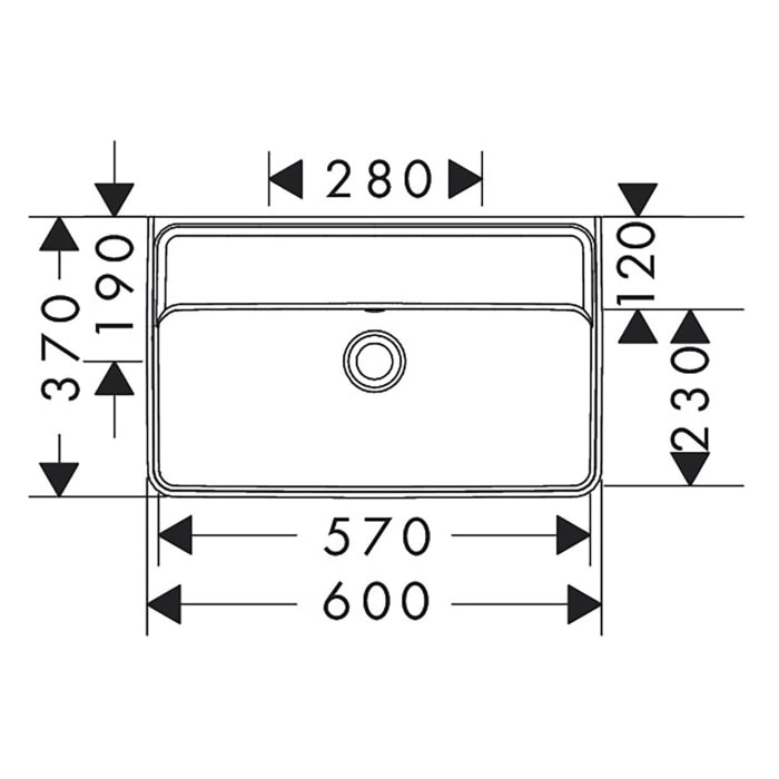 hansgrohe Xanuia Q Waschtisch Compact 600/370 ohne Hahnloch mit Überlauf, SmartClean