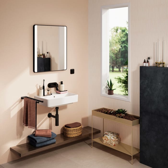 hansgrohe Xanuia Q Waschtisch Compact 550/370 ohne Hahnloch mit Überlauf, SmartClean