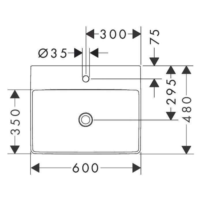 hansgrohe Xelu Q Waschbecken 60 x 48 cm ungeschliffen, mit 1 Hahnloch