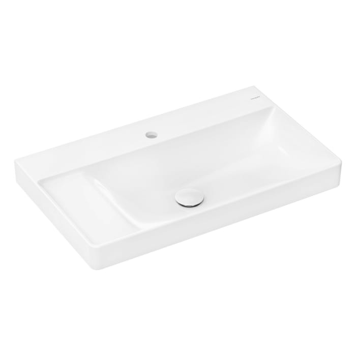 hansgrohe Xelu Q Waschbecken mit Ablage links 80 x 48 cm ungeschliffen, mit 1 Hahnloch