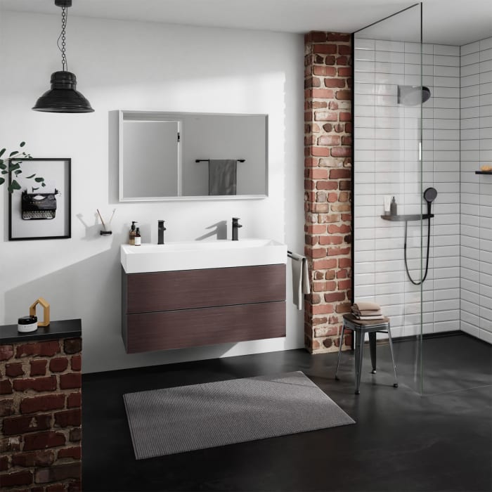 hansgrohe Xevolos E Waschtisch 120 x 48 cm mit 2 Hahnlöchern ohne Überlauf