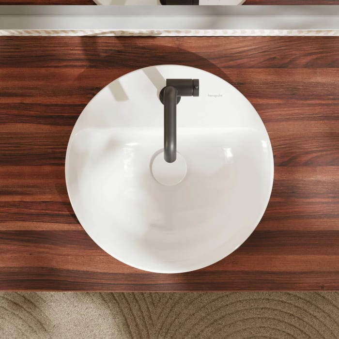 hansgrohe Xuniva S Einbauwaschtisch rund Ø 45 cm, mit 1 Hahnloch und Überlauf, mit SmartClean