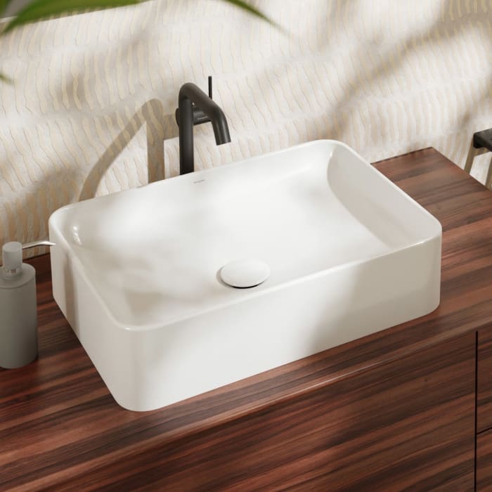 hansgrohe Xuniva Q Aufsatzwaschtisch 55 x 40 cm, ohne Hahnloch, ohne Überlauf, mit SmartClean