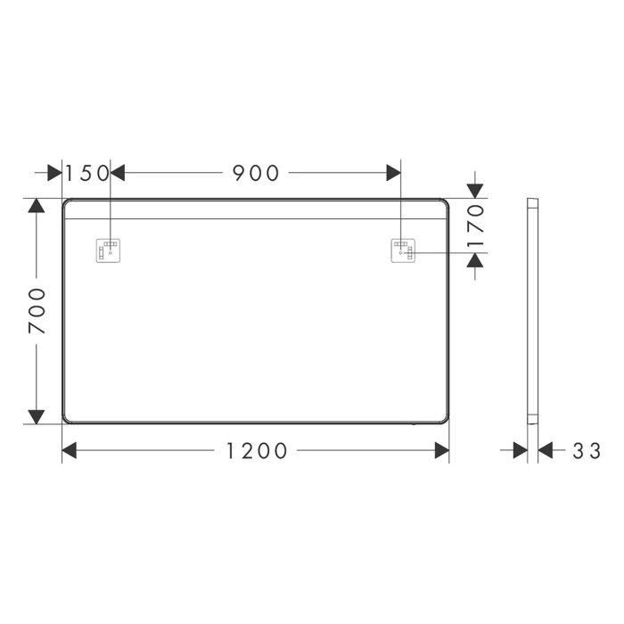 hansgrohe Xarita Lite Q Spiegel mit horizontaler LED-Beleuchtung 1200/30 für Wandschalter