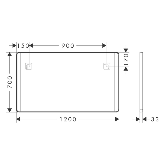 hansgrohe Xarita Lite Q Spiegel mit seitlicher LED-Beleuchtung 1200/30 für Wandschalter