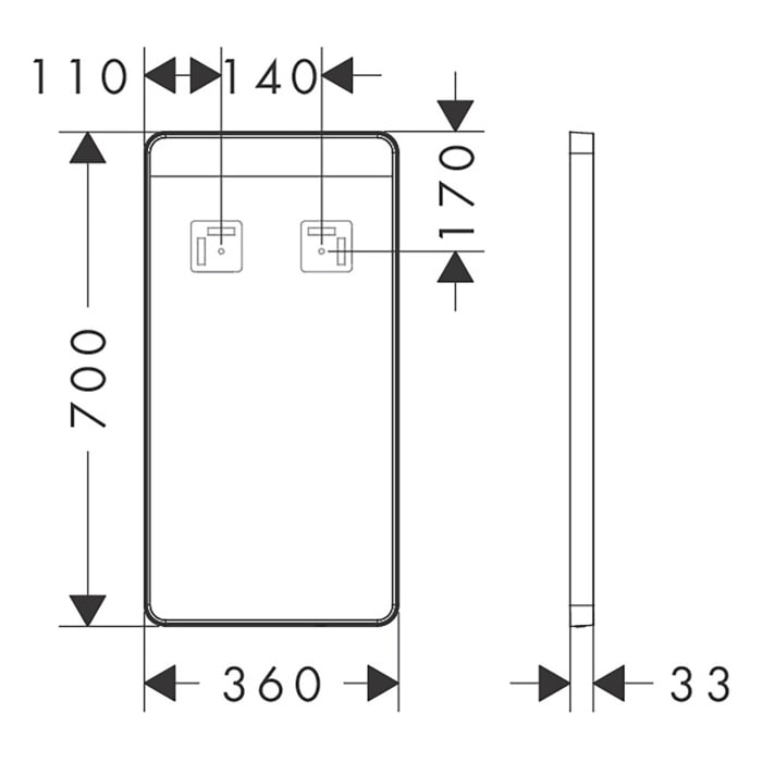 hansgrohe Xarita Lite Q Spiegel mit horizontaler LED-Beleuchtung 360/30 IR-Sensor