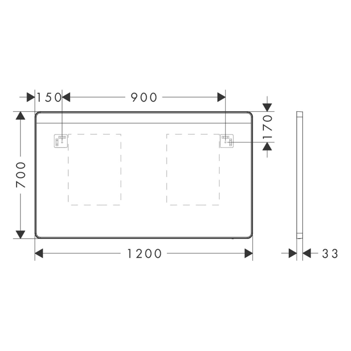 hansgrohe Xarita Lite Q Spiegel mit horizontaler LED-Beleuchtung 1200/30 IR-Sensor