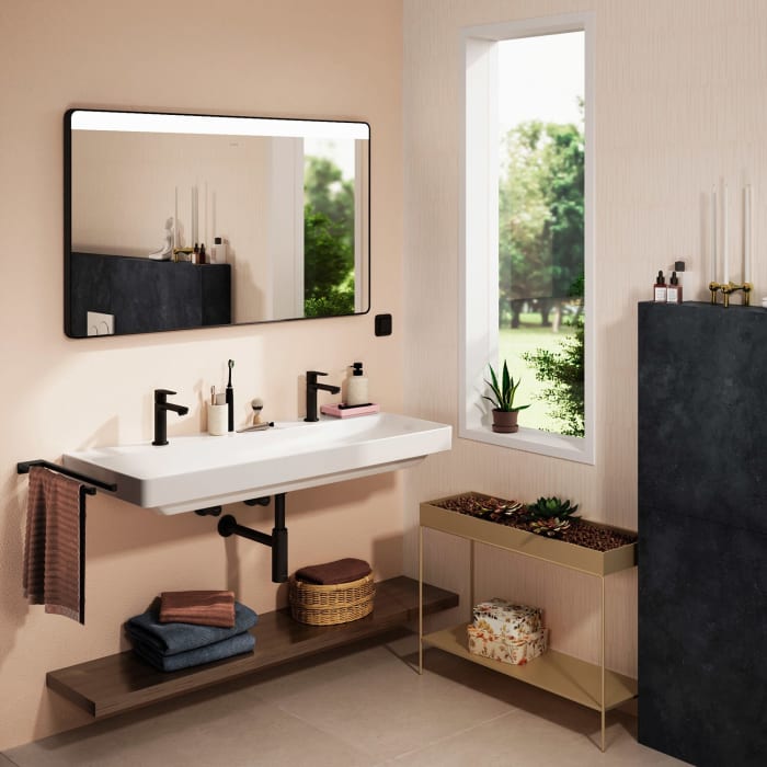 hansgrohe Xarita Lite Q Spiegel mit horizontaler LED-Beleuchtung 1200/30 für Wandschalter