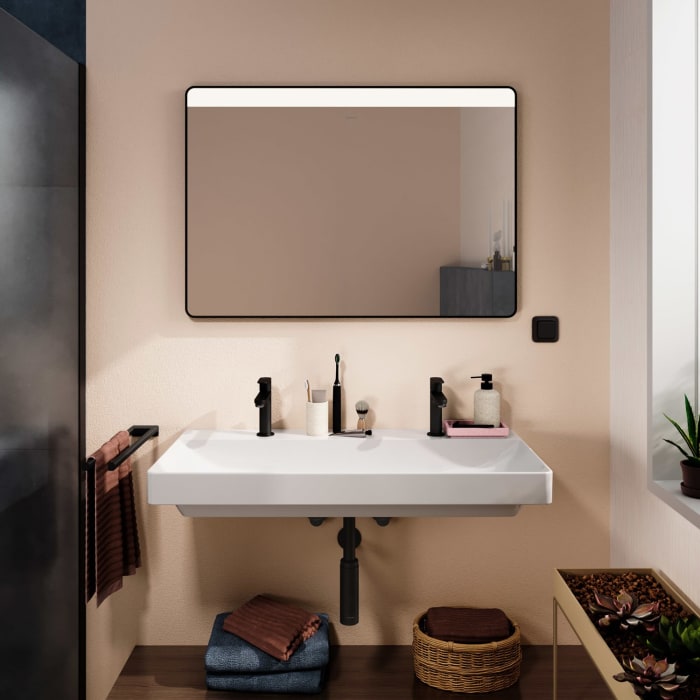 hansgrohe Xarita Lite Q Spiegel mit horizontaler LED-Beleuchtung 1000/30 für Wandschalter